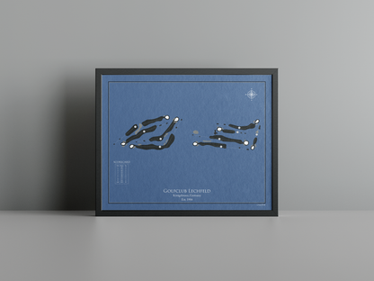 Golfclub Lechfeld golf course print, navy frame