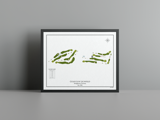Golfclub Lechfeld golf course print, white frame