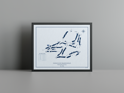 Golfclub Marienfeld golf course print, blue frame