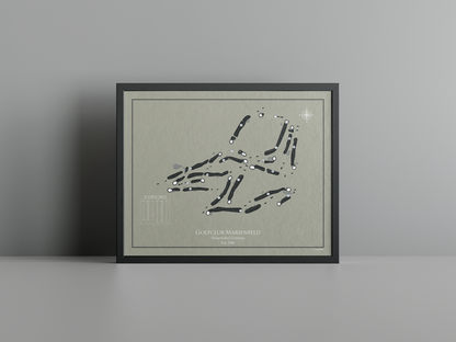 Golfclub Marienfeld golf course print, brown frame