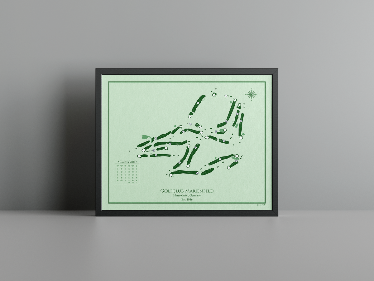 Golfclub Marienfeld golf course print, green frame