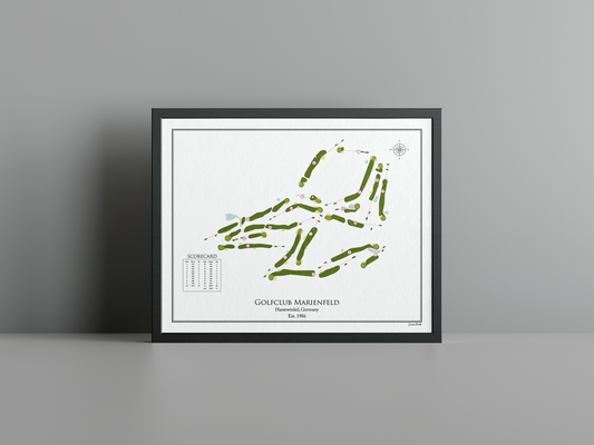 Golfclub Marienfeld golf course print, white frame