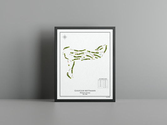 Golfclub Mettmann golf course print, white frame