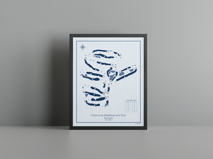 Golfclub Morsum auf Sylt golf course print, blue frame