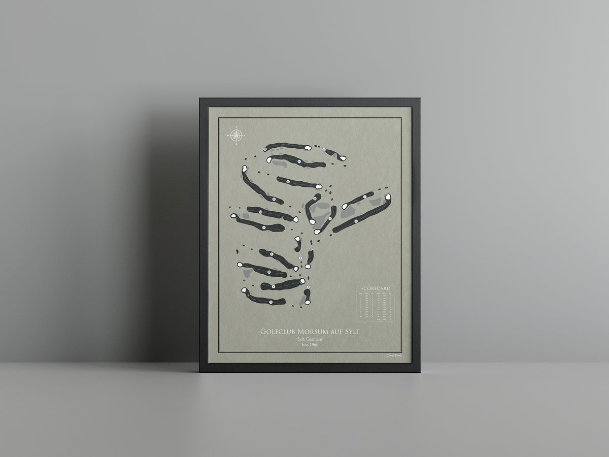 Golfclub Morsum auf Sylt golf course print, brown frame