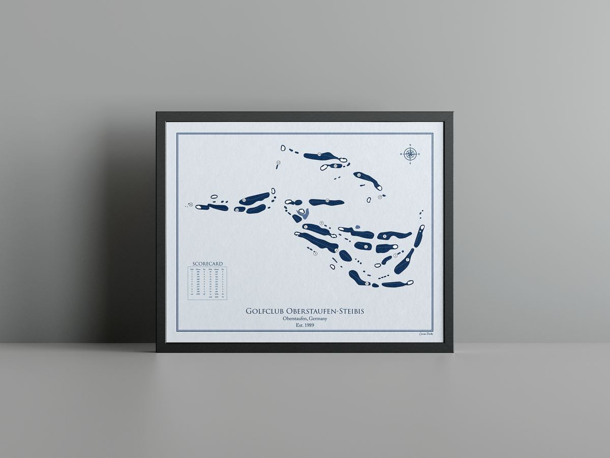Golfclub Oberstaufen-Steibis golf course print, blue frame