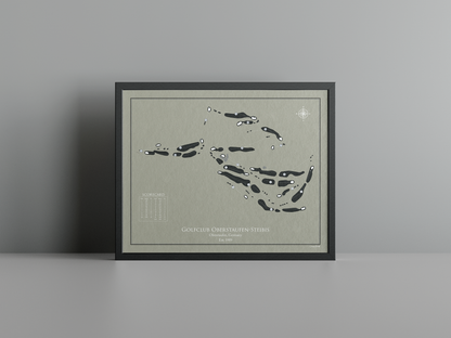 Golfclub Oberstaufen-Steibis golf course print, brown frame