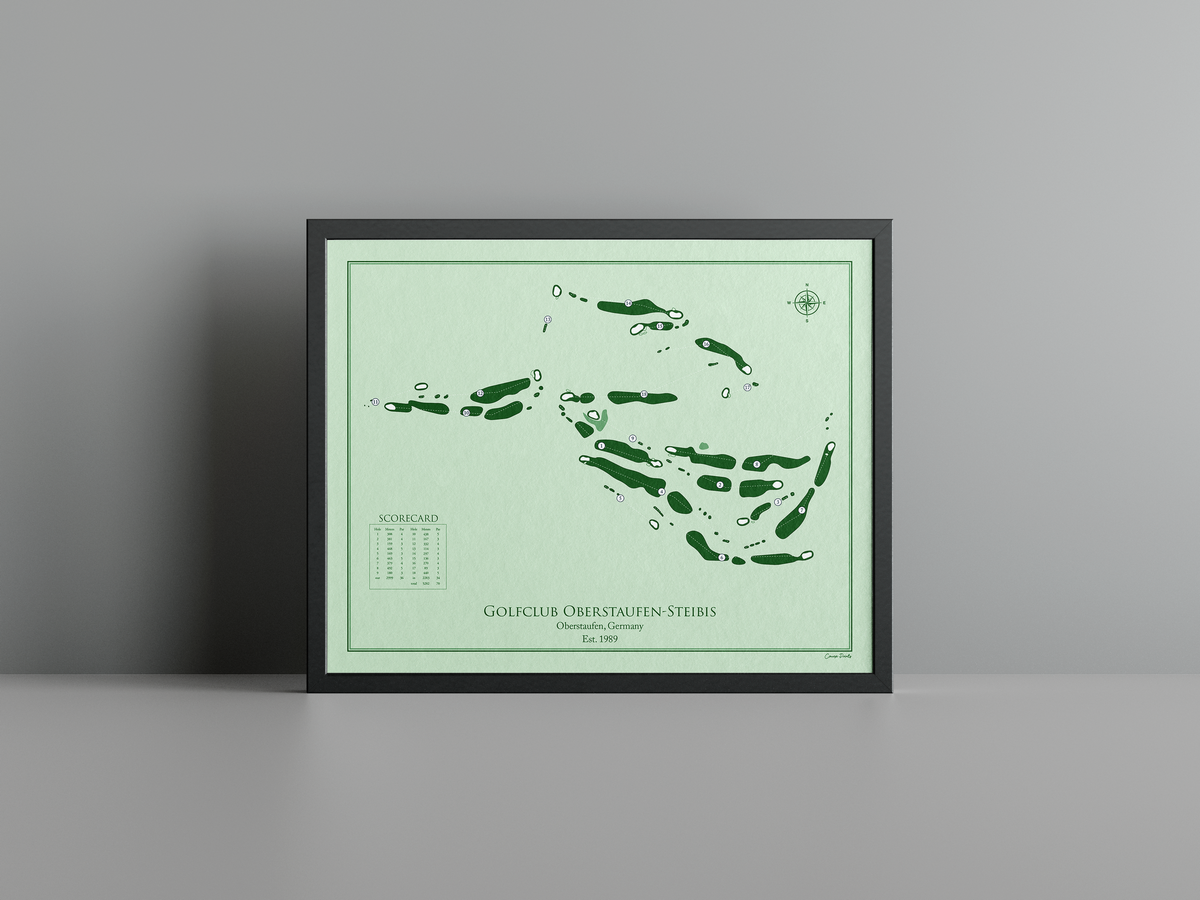 Golfclub Oberstaufen-Steibis golf course print, green frame