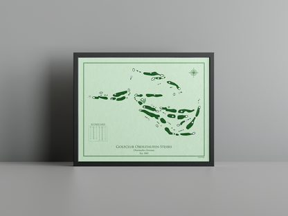 Golfclub Oberstaufen-Steibis golf course print, green frame