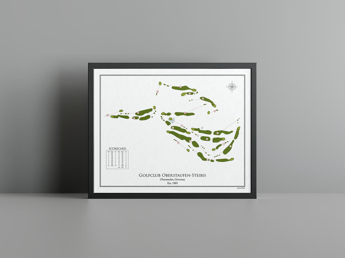 Golfclub Oberstaufen-Steibis golf course print, white frame