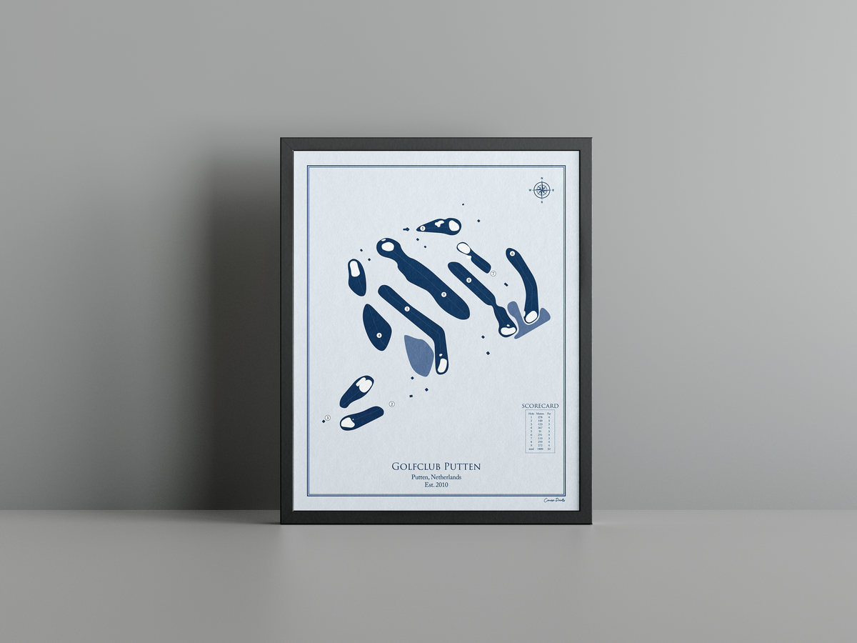 Golfclub Putten golf course print, blue frame