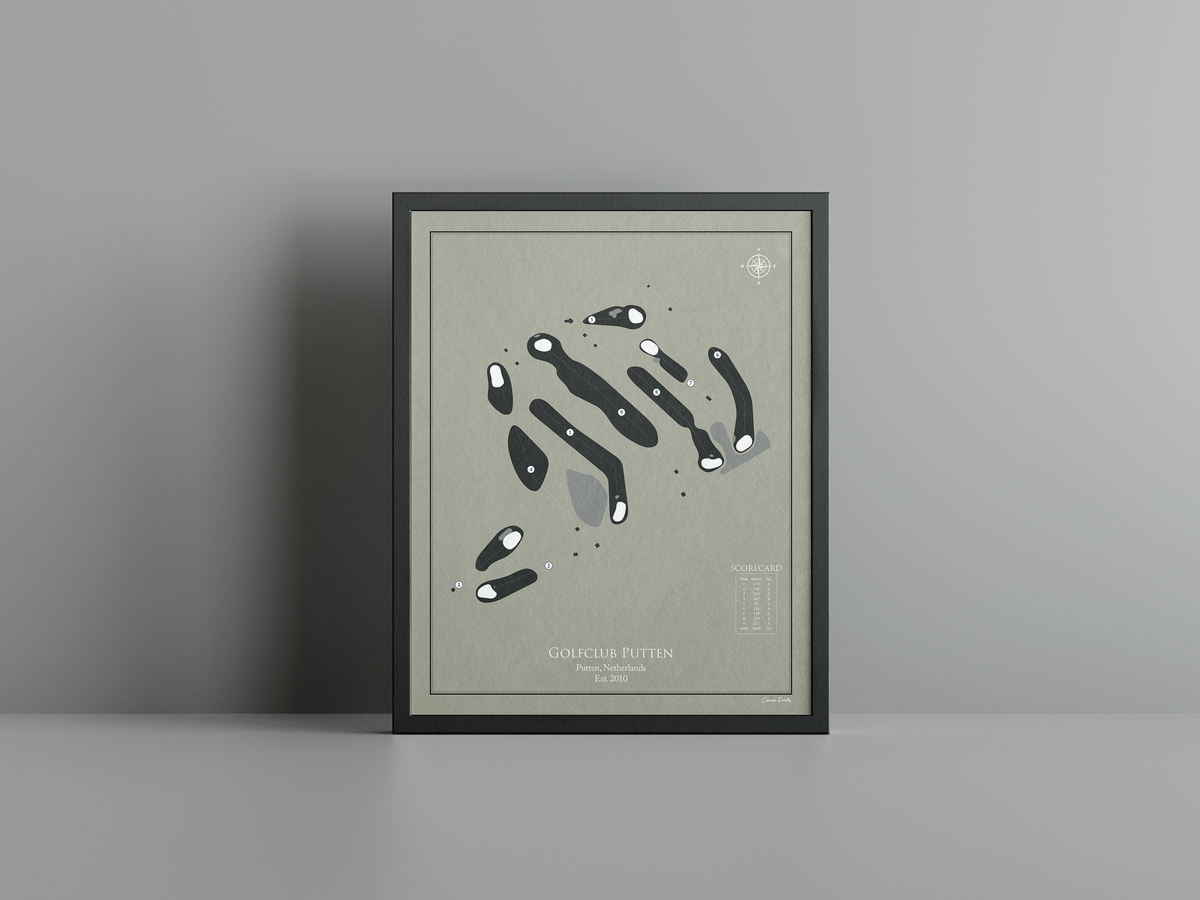 Golfclub Putten golf course print, brown frame