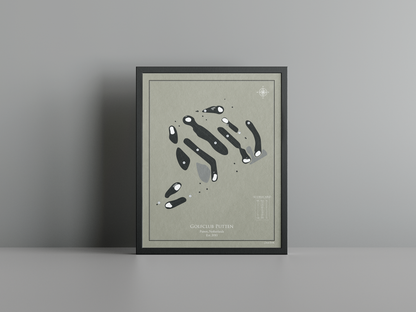 Golfclub Putten golf course print, brown frame