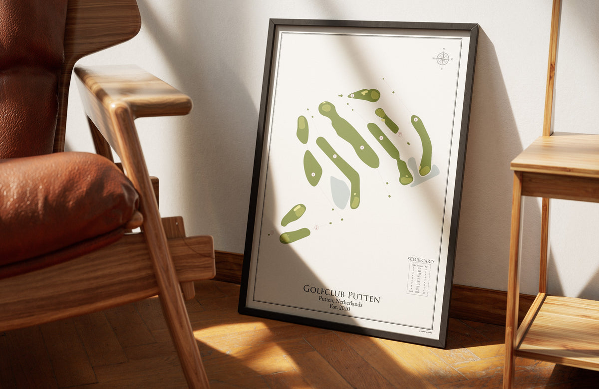 Golfclub Putten golf course print, framed 50x70 black frame