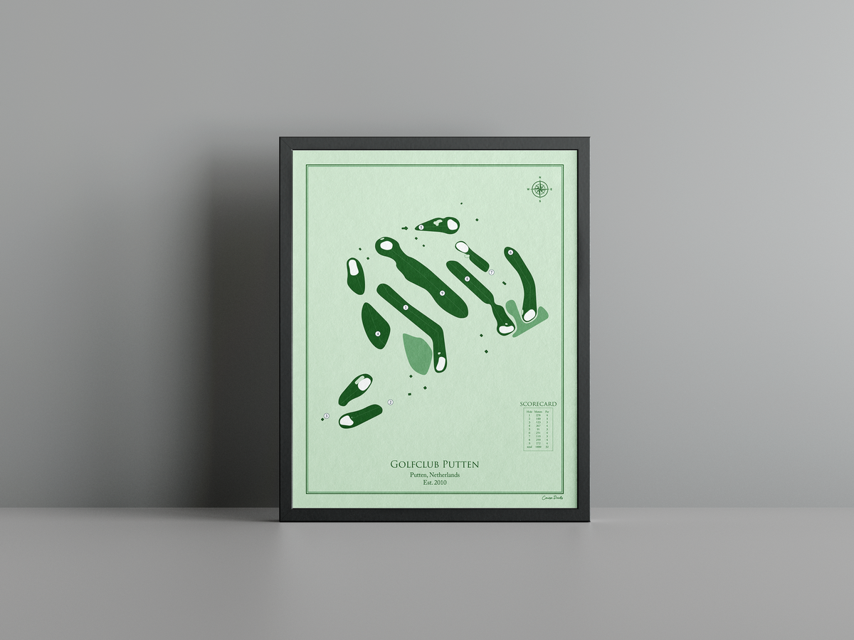 Golfclub Putten golf course print, green frame