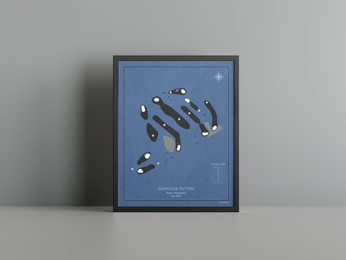 Golfclub Putten golf course print, navy frame