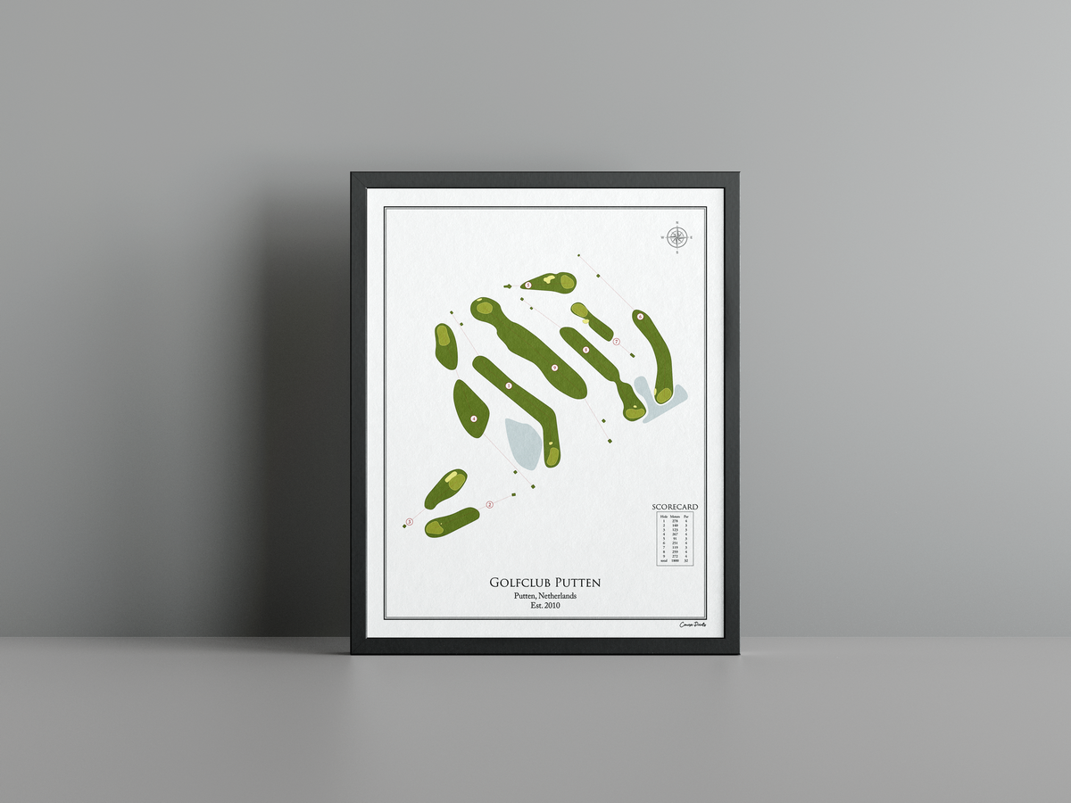 Golfclub Putten golf course print, white frame