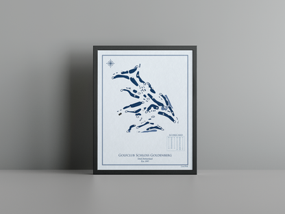 Golfclub Schloss Goldenberg golf course print, blue frame