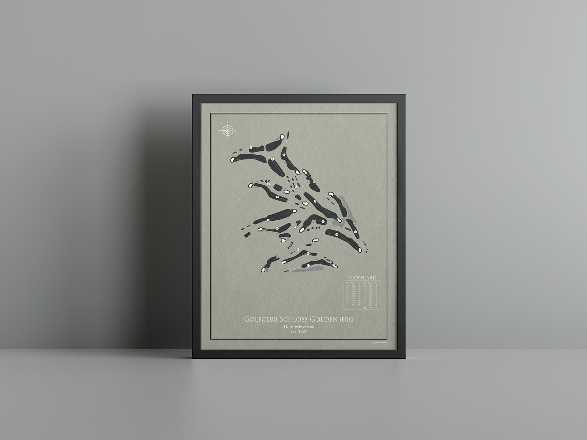 Golfclub Schloss Goldenberg golf course print, brown frame