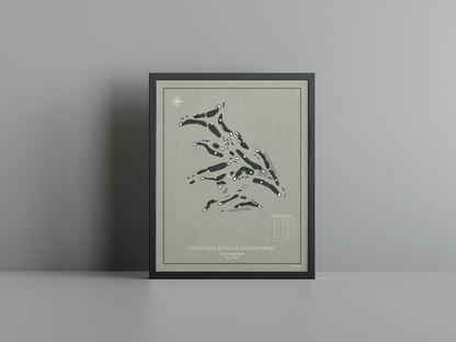 Golfclub Schloss Goldenberg golf course print, brown frame