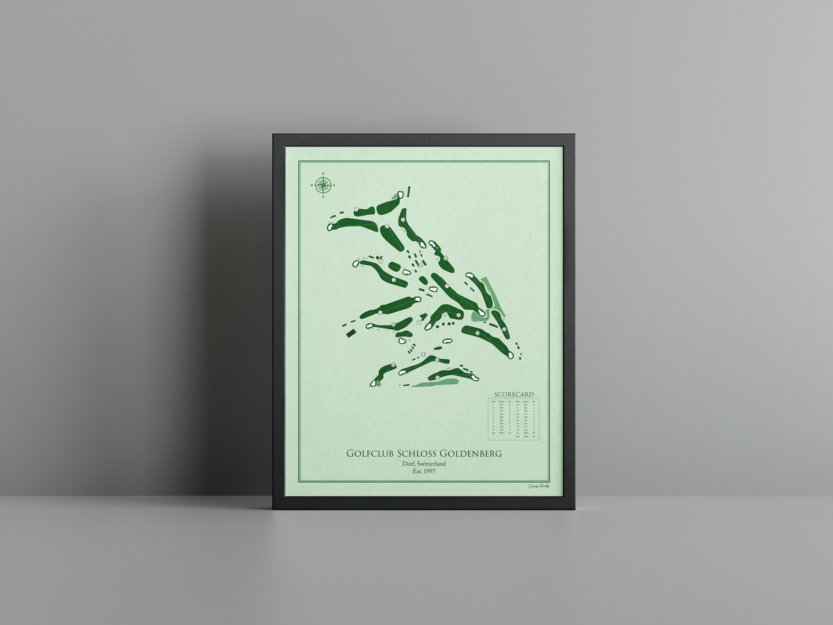 Golfclub Schloss Goldenberg golf course print, green frame