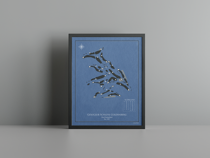 Golfclub Schloss Goldenberg golf course print, navy frame