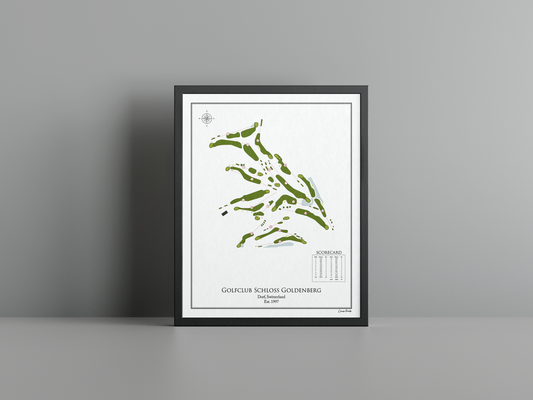 Golfclub Schloss Goldenberg golf course print, white frame
