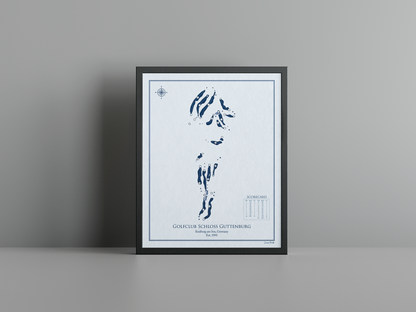 Golfclub Schloss Guttenburg golf course print, blue frame