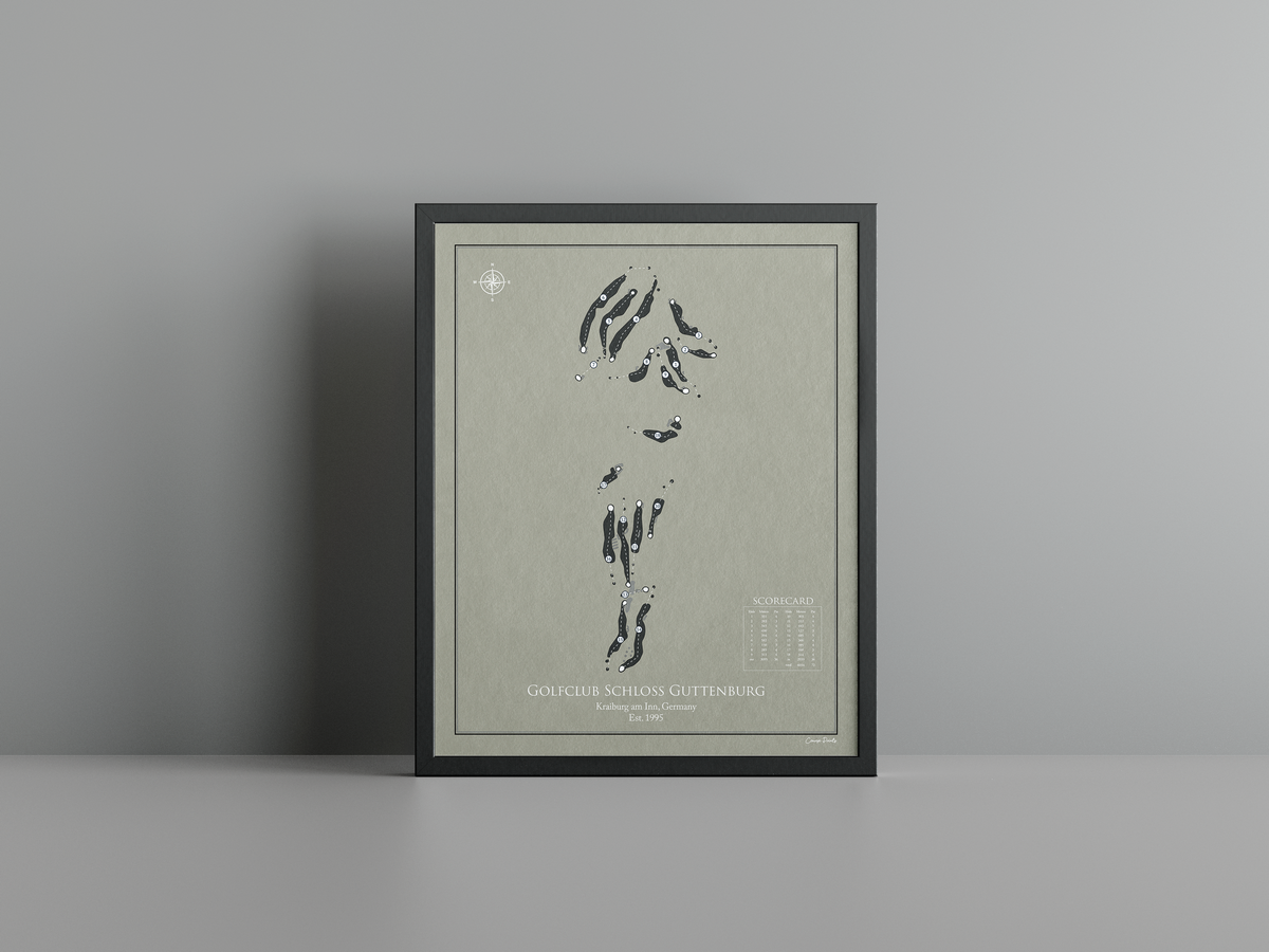 Golfclub Schloss Guttenburg golf course print, brown frame