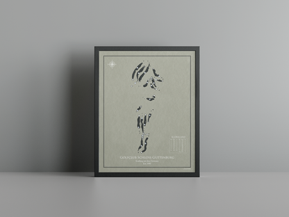 Golfclub Schloss Guttenburg golf course print, brown frame