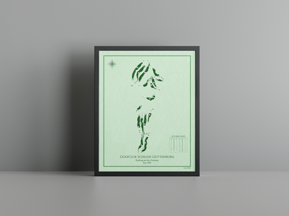 Golfclub Schloss Guttenburg golf course print, green frame
