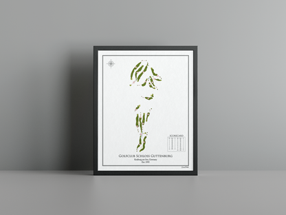 Golfclub Schloss Guttenburg golf course print, white frame