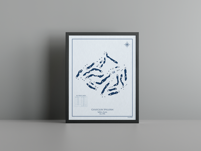 Golfclub Spillern golf course print, blue frame