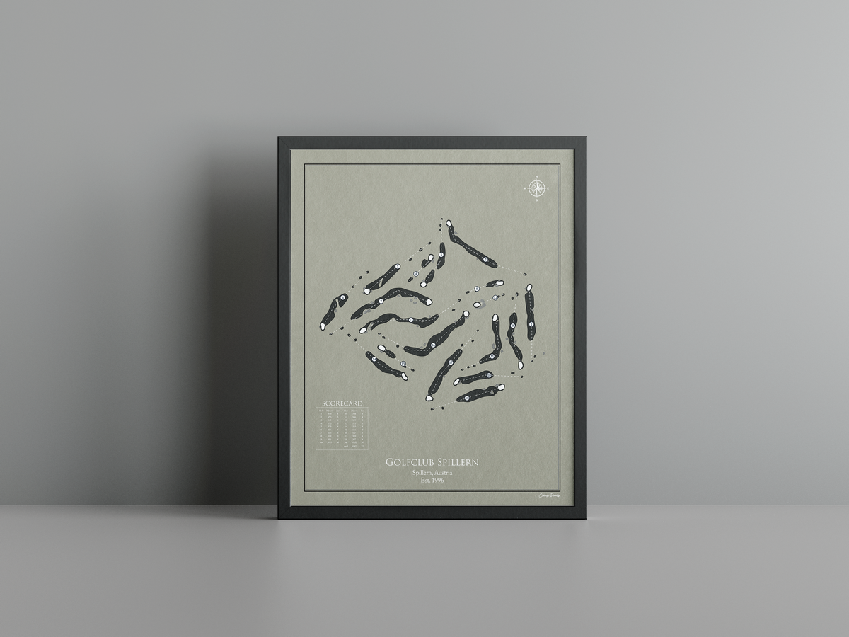 Golfclub Spillern golf course print, brown frame