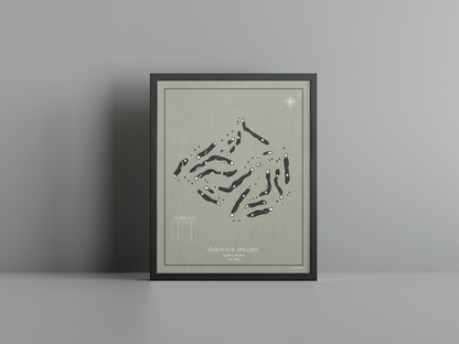 Golfclub Spillern golf course print, brown frame