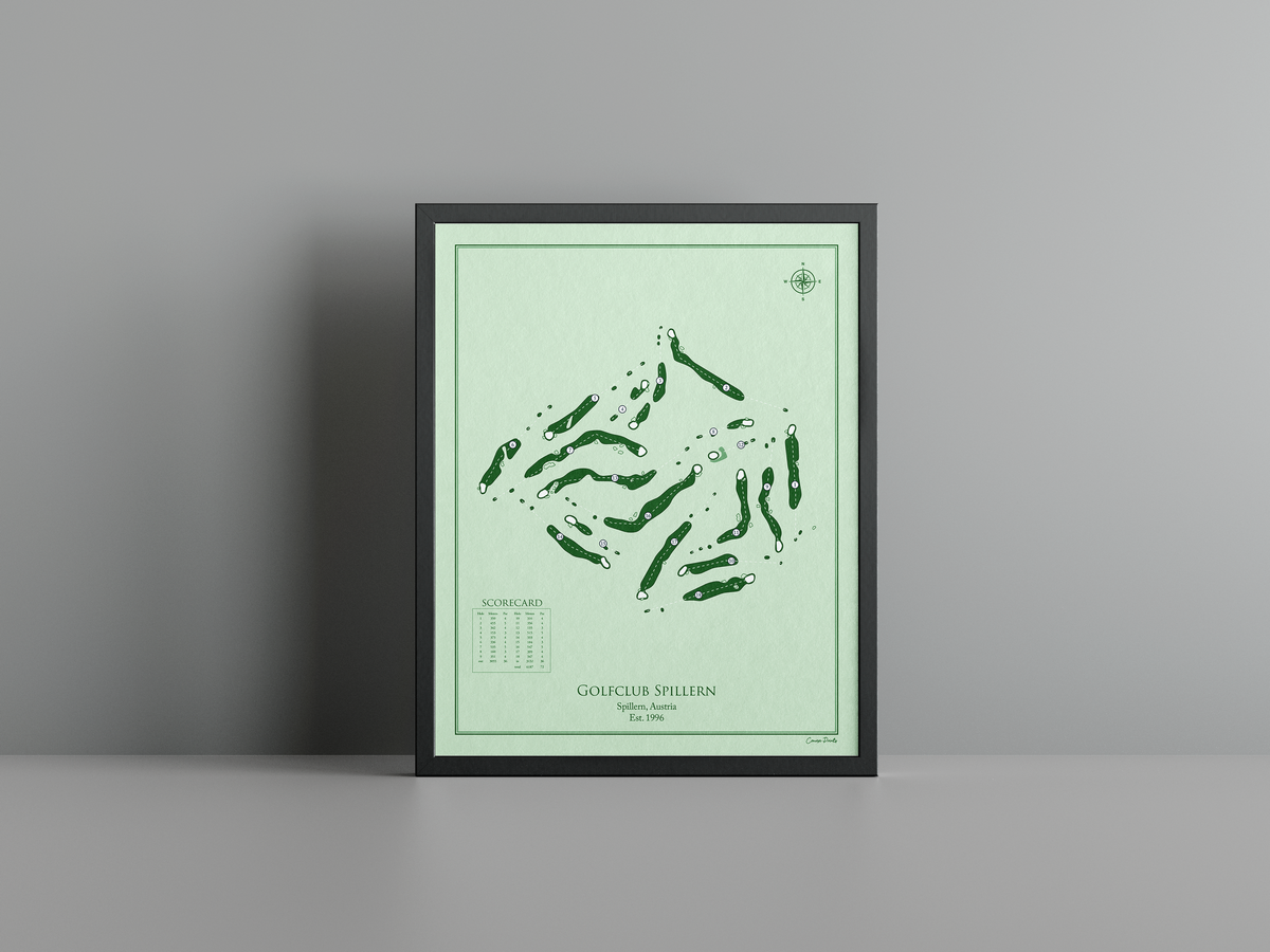 Golfclub Spillern golf course print, green frame