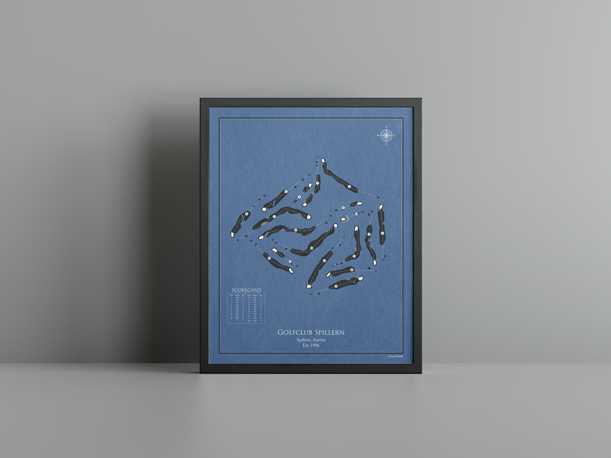 Golfclub Spillern golf course print, navy frame