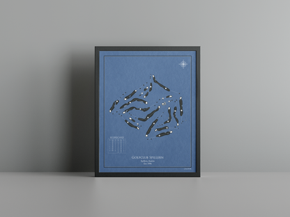 Golfclub Spillern golf course print, navy frame
