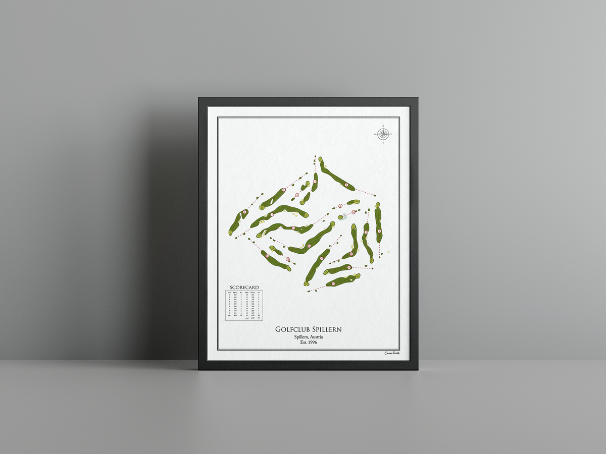 Golfclub Spillern golf course print, white frame