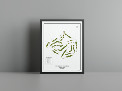Golfclub Spillern golf course print, white frame