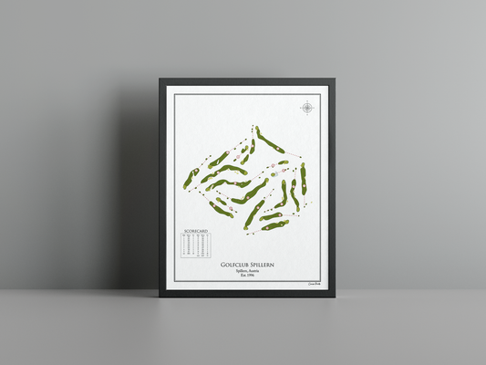 Golfclub Spillern golf course print, white frame