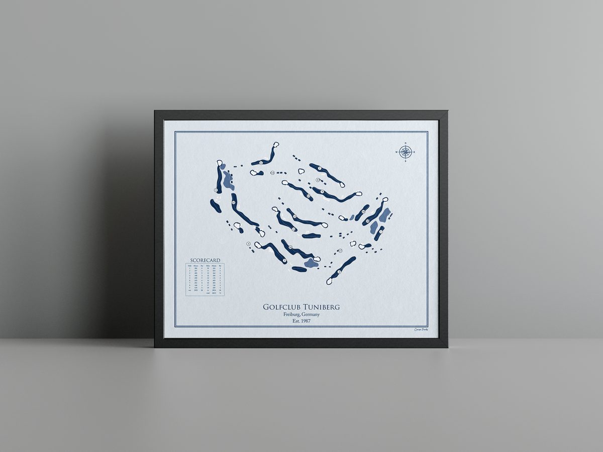 Golfclub Tuniberg golf course print, blue frame