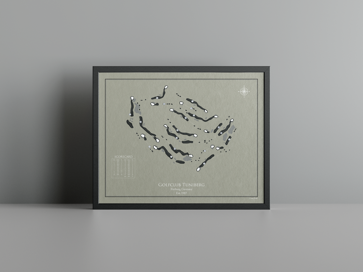 Golfclub Tuniberg golf course print, brown frame