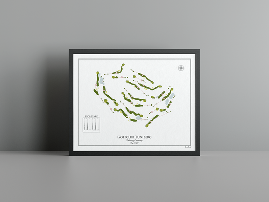 Golfclub Tuniberg golf course print, white frame