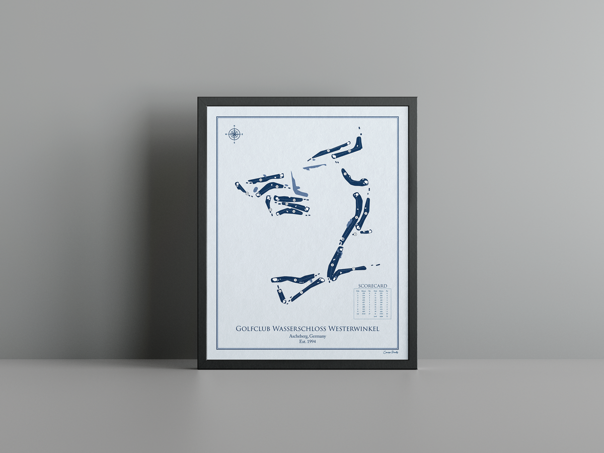 Golfclub Wasserschloss Westerwinkel golf course print, blue frame