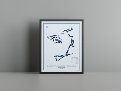 Golfclub Wasserschloss Westerwinkel golf course print, blue frame