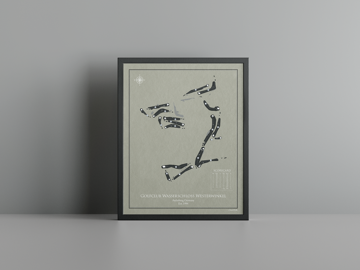 Golfclub Wasserschloss Westerwinkel golf course print, brown frame