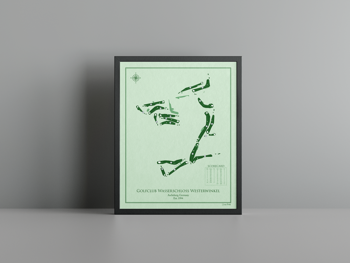 Golfclub Wasserschloss Westerwinkel golf course print, green frame
