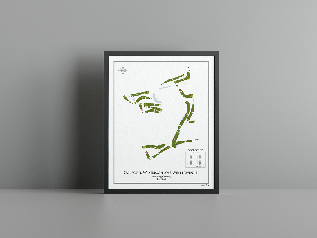 Golfclub Wasserschloss Westerwinkel golf course print, white frame