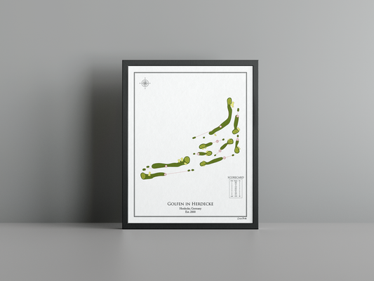 Golfen in Herdecke golf course print, white frame